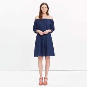 Madewell Indigo Off the Shoulder Dress w/Tie Waist